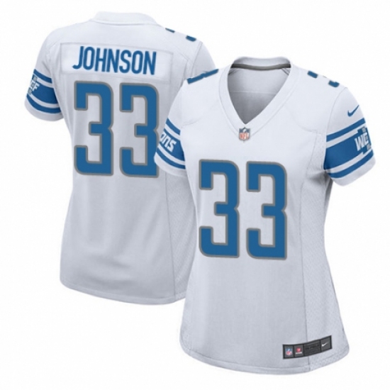 Women's Nike Detroit Lions 33 Kerryon Johnson Game White NFL Jersey