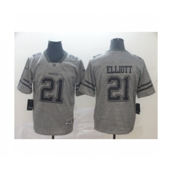 Men's Dallas Cowboys 21 Ezekiel Elliott Limited Gray Rush Gridiron Football Jersey