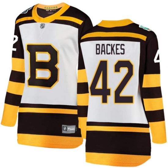 Women's Boston Bruins 42 David Backes White 2019 Winter Classic Fanatics Branded Breakaway NHL Jersey