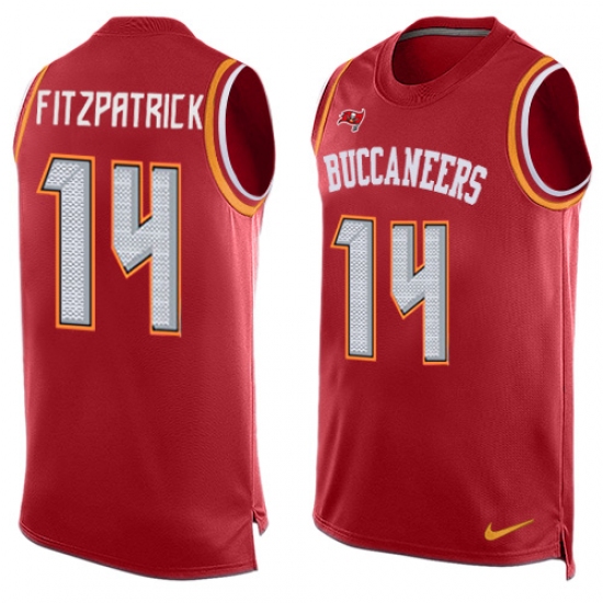 Men's Nike Tampa Bay Buccaneers 14 Ryan Fitzpatrick Limited Red Player Name & Number Tank Top NFL Jersey