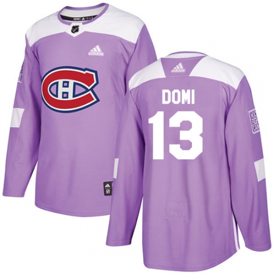Youth Adidas Montreal Canadiens 13 Max Domi Authentic Purple Fights Cancer Practice NHL Jersey