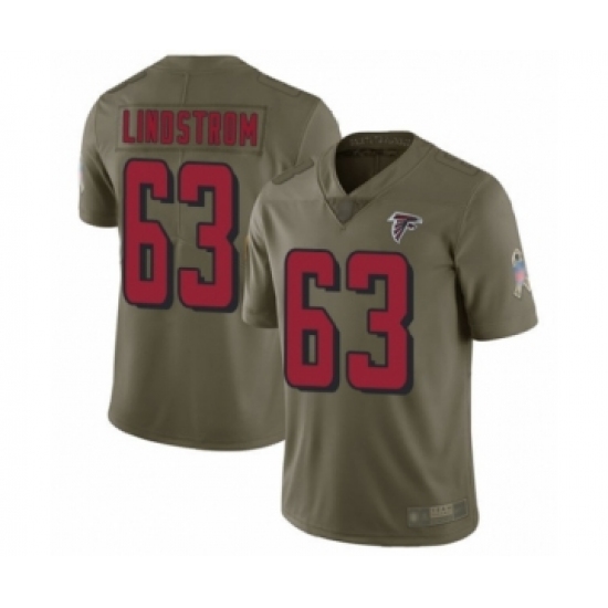 Youth Atlanta Falcons 63 Chris Lindstrom Limited Olive 2017 Salute to Service Football Jersey