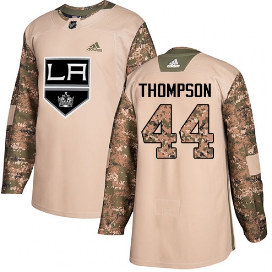 Youth Adidas Los Angeles Kings 44 Nate Thompson Authentic Camo Veterans Day Practice NHL Jersey