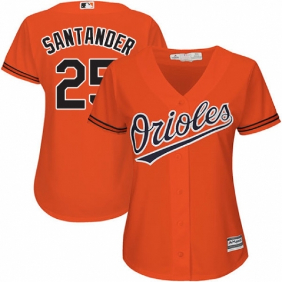 Women's Majestic Baltimore Orioles 25 Anthony Santander Replica Orange Alternate Cool Base MLB Jersey