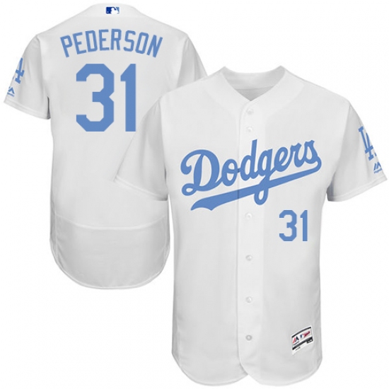 Men's Majestic Los Angeles Dodgers 31 Joc Pederson Authentic White 2016 Father's Day Fashion Flex Base MLB Jersey