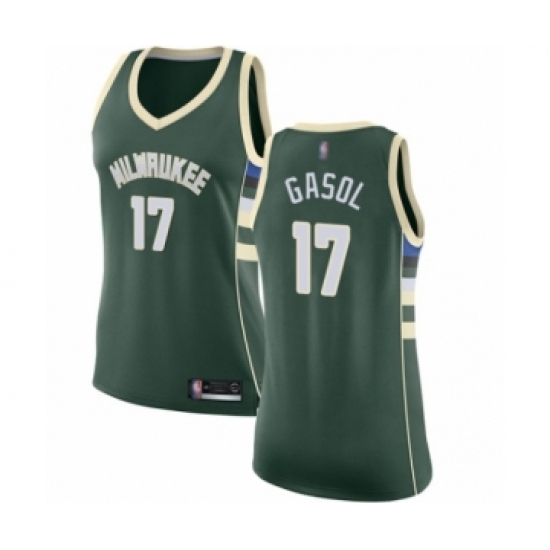 Women's Milwaukee Bucks 17 Pau Gasol Swingman Green Basketball Jersey - Icon Edition