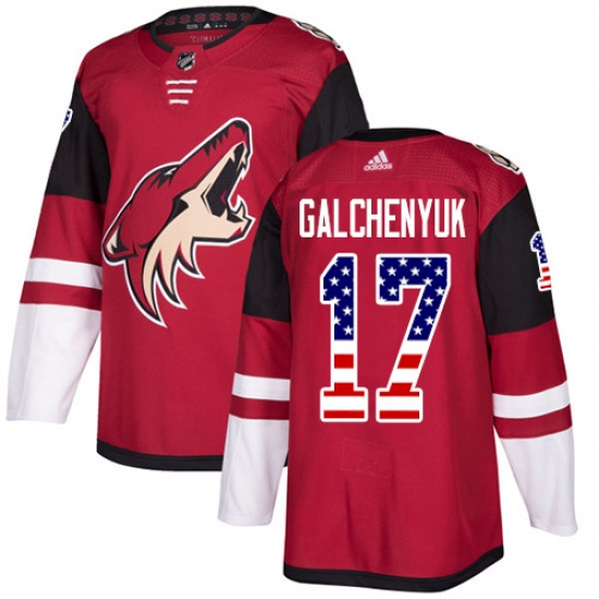 Men's Adidas Arizona Coyotes 17 Alex Galchenyuk Maroon Home Authentic USA Flag Stitched NHL Jersey