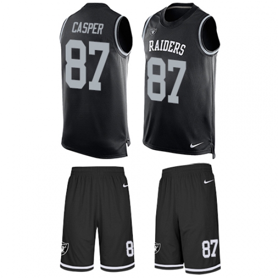 Men's Nike Oakland Raiders 87 Dave Casper Limited Black Tank Top Suit NFL Jersey