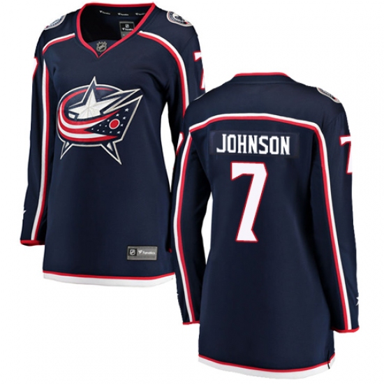 Women's Columbus Blue Jackets 7 Jack Johnson Fanatics Branded Navy Blue Home Breakaway NHL Jersey