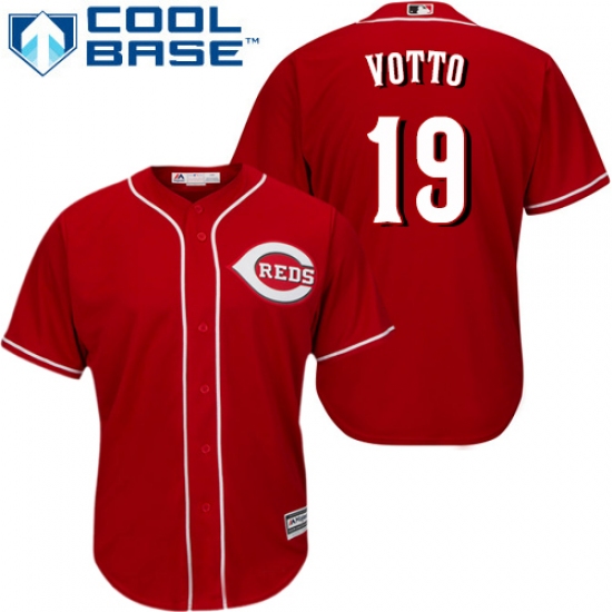 Youth Majestic Cincinnati Reds 19 Joey Votto Authentic Red Alternate Cool Base MLB Jersey