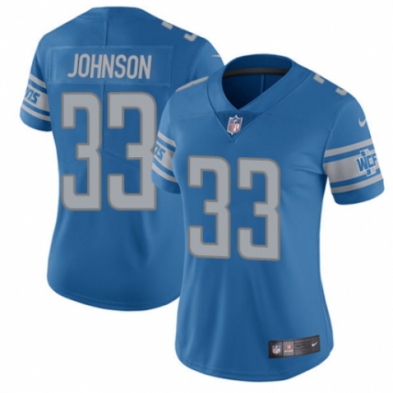 Women's Nike Detroit Lions 33 Kerryon Johnson Blue Team Color Vapor Untouchable Limited Player NFL Jersey