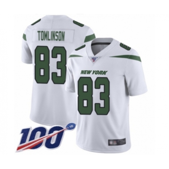 Men's New York Jets 83 Eric Tomlinson White Vapor Untouchable Limited Player 100th Season Football Jersey