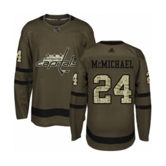 Men's Washington Capitals 24 Connor McMichael Authentic Green Salute to Service Hockey Jersey