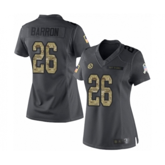 Women's Pittsburgh Steelers 26 Mark Barron Limited Black 2016 Salute to Service Football Jersey