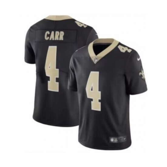 Men's New Orleans Saints 4 Derek Carr Black Vapor Limited Stitched Jersey