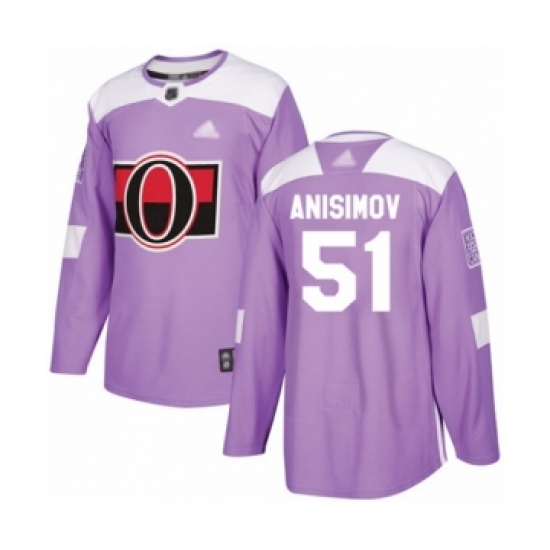 Youth Ottawa Senators 51 Artem Anisimov Authentic Purple Fights Cancer Practice Hockey Jersey