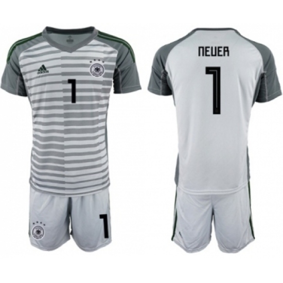 Germany 1 Neuer Grey Goalkeeper Soccer Country Jersey
