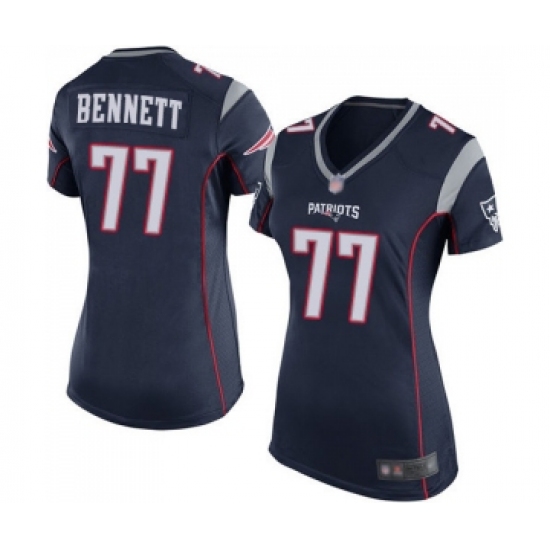 Women's New England Patriots 77 Michael Bennett Game Navy Blue Team Color Football Jersey