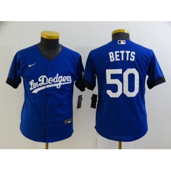 Youth Nike Los Angeles Dodgers 50 Mookie Betts Blue City Player Jersey