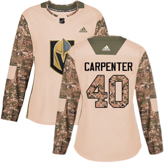 Women's Adidas Vegas Golden Knights 40 Ryan Carpenter Authentic Camo Veterans Day Practice NHL Jersey