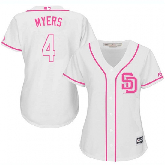 Women's Majestic San Diego Padres 4 Wil Myers Replica White Fashion Cool Base MLB Jersey