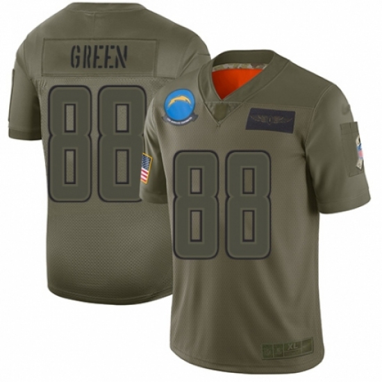 Men's Los Angeles Chargers 88 Virgil Green Limited Camo 2019 Salute to Service Football Jersey