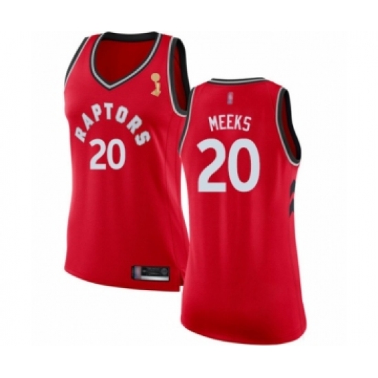 Women's Toronto Raptors 20 Jodie Meeks Swingman Red 2019 Basketball Finals Champions Jersey - Icon Edition