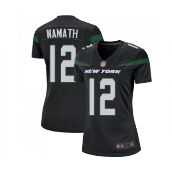 Women's New York Jets 12 Joe Namath Game Black Alternate Football Jersey