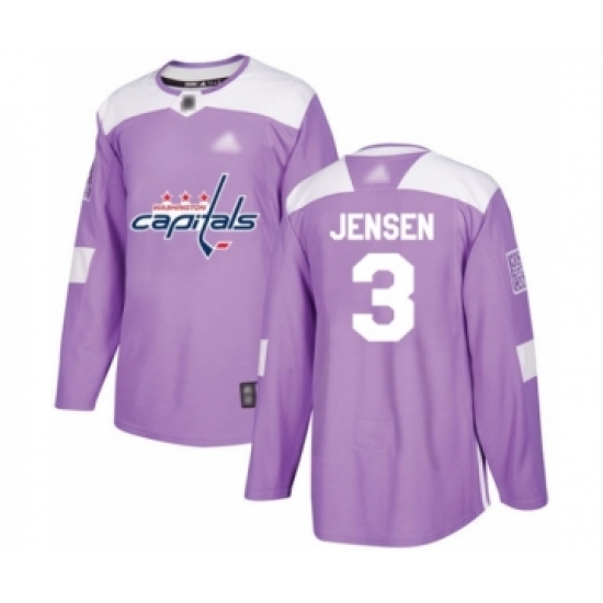 Men's Washington Capitals 3 Nick Jensen Authentic Purple Fights Cancer Practice Hockey Jersey