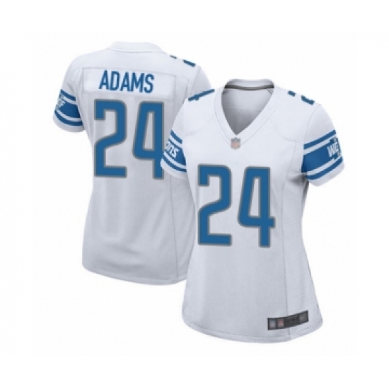 Women's Detroit Lions 24 Andrew Adams Game White Football Jersey