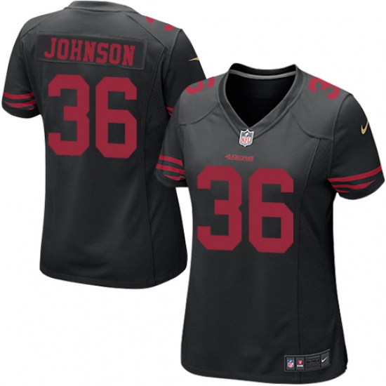 Women's Nike San Francisco 49ers 36 Dontae Johnson Game Black NFL Jersey