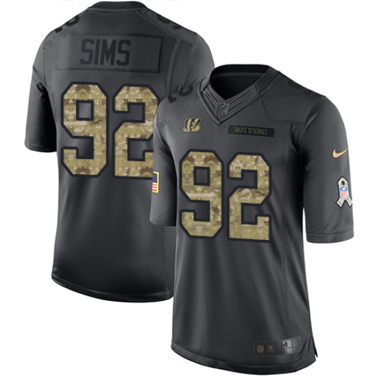 Men's Nike Cincinnati Bengals 92 Pat Sims Limited Black 2016 Salute to Service NFL Jersey