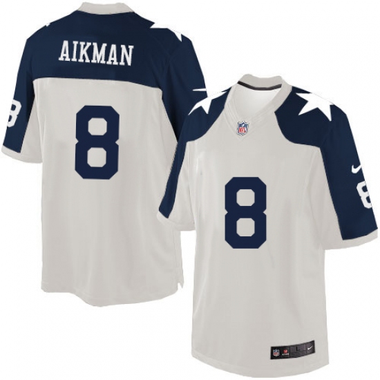 Men's Nike Dallas Cowboys 8 Troy Aikman Limited White Throwback Alternate NFL Jersey