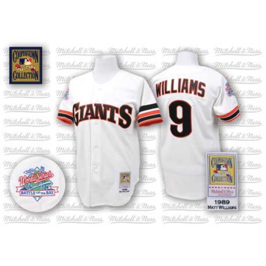 Men's Mitchell and Ness San Francisco Giants 9 Matt Williams Replica White Throwback MLB Jersey