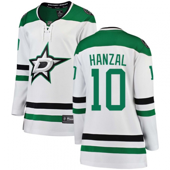 Women's Dallas Stars 10 Martin Hanzal Authentic White Away Fanatics Branded Breakaway NHL Jersey