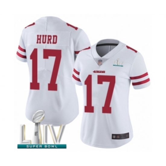 Women's San Francisco 49ers 17 Jalen Hurd White Vapor Untouchable Limited Player Super Bowl LIV Bound Football Jersey