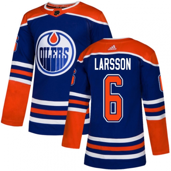 Men's Adidas Edmonton Oilers 6 Adam Larsson Premier Royal Blue Alternate NHL Jersey
