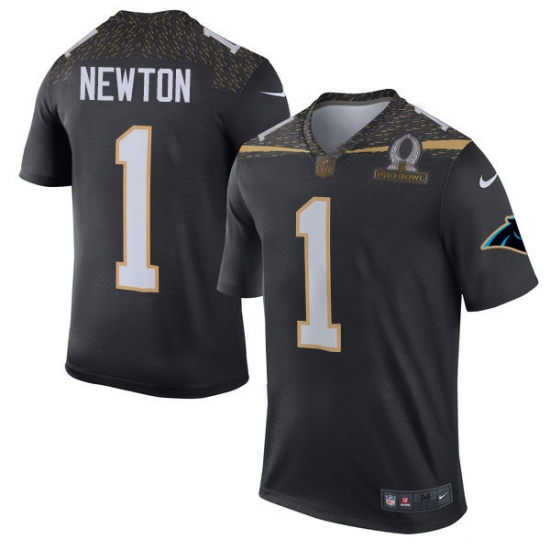 Men's Nike Carolina Panthers 1 Cam Newton Elite Black Team Irvin 2016 Pro Bowl NFL Jersey