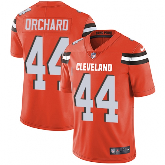Men's Nike Cleveland Browns 44 Nate Orchard Orange Alternate Vapor Untouchable Limited Player NFL Jersey