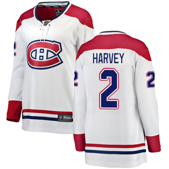 Women's Montreal Canadiens 2 Doug Harvey Authentic White Away Fanatics Branded Breakaway NHL Jersey