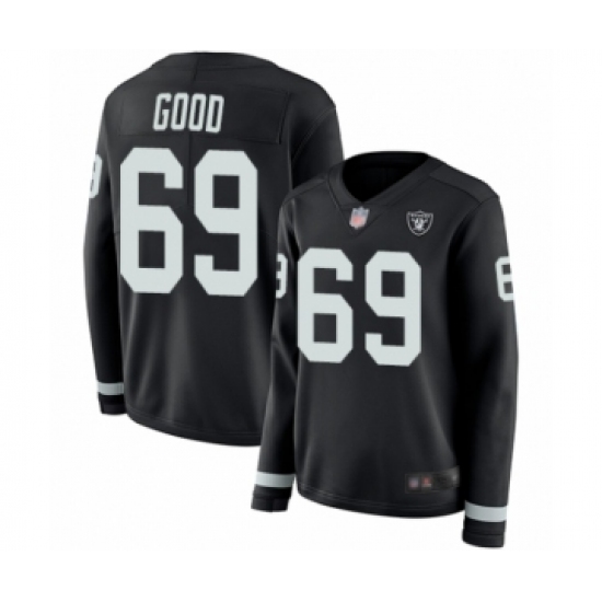 Women's Oakland Raiders 69 Denzelle Good Limited Black Therma Long Sleeve Football Jersey