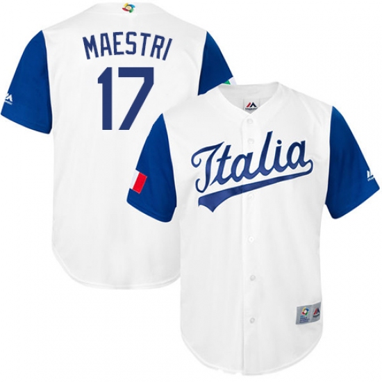 Men's Italy Baseball Majestic 17 Alex Maestri White 2017 World Baseball Classic Replica Team Jersey