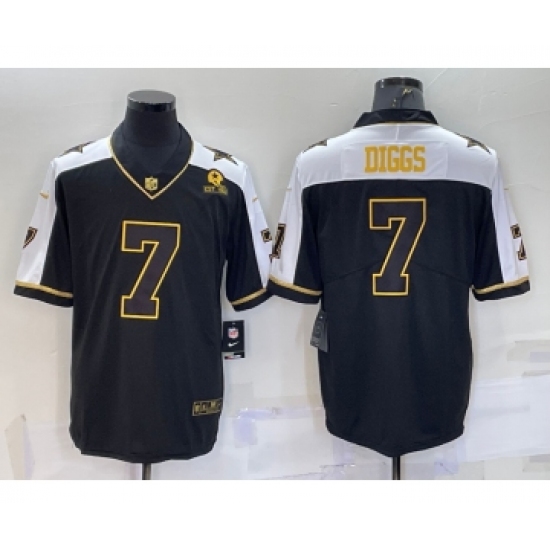 Men's Dallas Cowboys 7 Trevon Diggs Black Gold Thanksgiving With Stitched Jersey