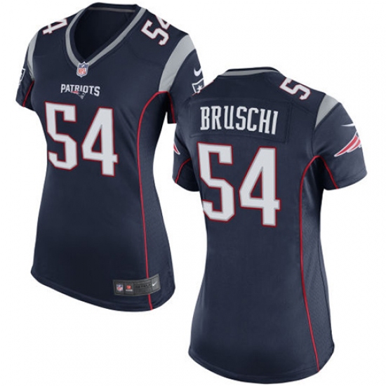 Women's Nike New England Patriots 54 Tedy Bruschi Game Navy Blue Team Color NFL Jersey