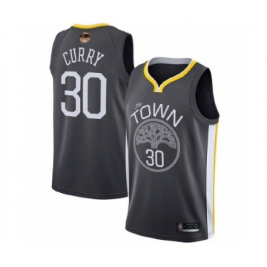 Youth Golden State Warriors 30 Stephen Curry Swingman Black 2019 Basketball Finals Bound Basketball Jersey - Statement Edition