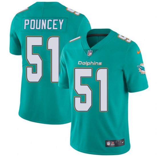 Youth Nike Miami Dolphins 51 Mike Pouncey Aqua Green Team Color Vapor Untouchable Limited Player NFL Jersey
