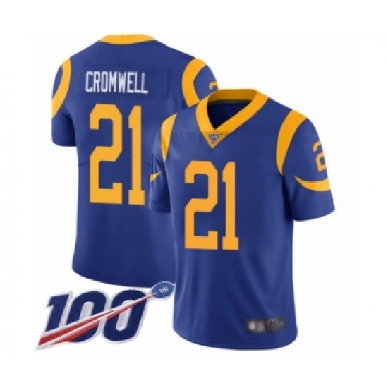 Men's Los Angeles Rams 21 Nolan Cromwell Royal Blue Alternate Vapor Untouchable Limited Player 100th Season Football Jersey