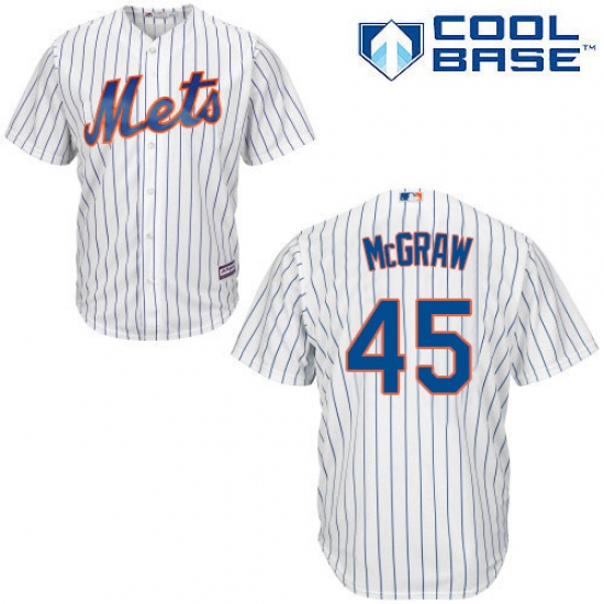 Youth Majestic New York Mets 45 Tug McGraw Authentic White Home Cool Base MLB Jersey