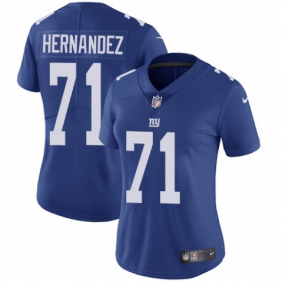 Women's Nike New York Giants 71 Will Hernandez Royal Blue Team Color Vapor Untouchable Limited Player NFL Jersey
