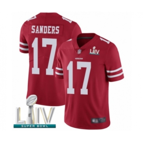 Men's San Francisco 49ers 17 Emmanuel Sanders Red Team Color Vapor Untouchable Limited Player Super Bowl LIV Bound Football Jersey